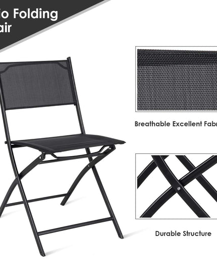 Giantex 4 PCS Folding Patio Chairs, Rust-Proof Steel Frame & Space Saving (Black)