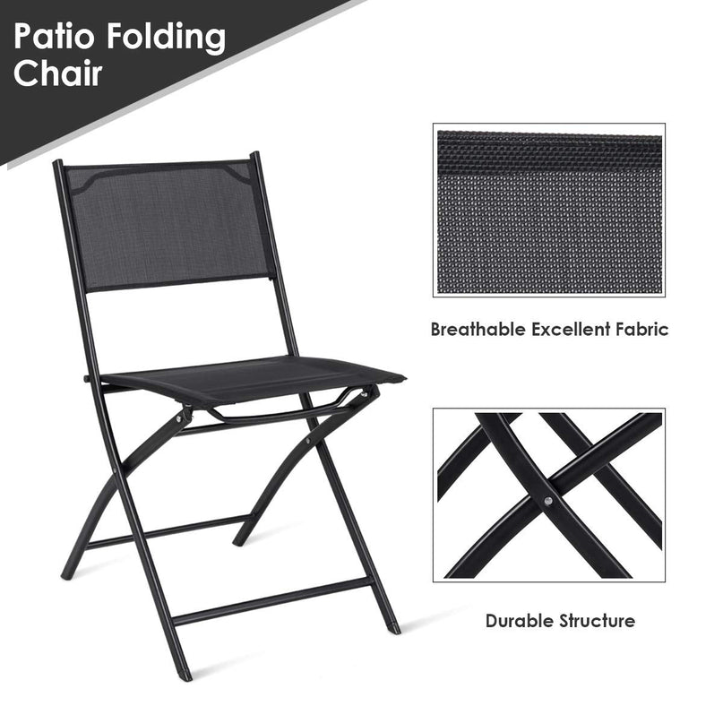 Giantex 4 PCS Folding Patio Chairs, Rust-Proof Steel Frame & Space Saving (Black)