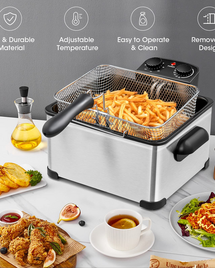 1700W Electric Deep Fryer with 3 Baskets - Giantex