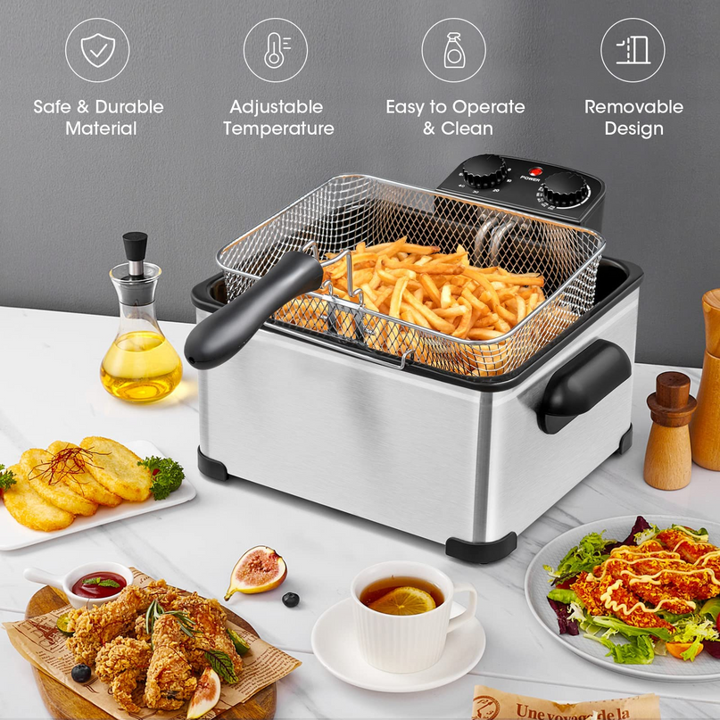 1700W Electric Deep Fryer with 3 Baskets - Giantex