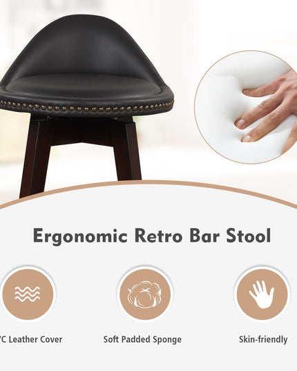 Giantex Swivel Bar Stools, 34.5 in Counter Height Stools with PVC Leather Cover, Rubber Wood Legs