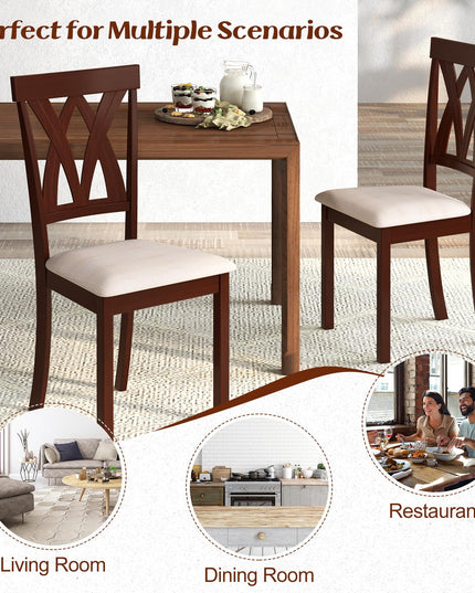 Giantex Wood Dining Chair, Wooden Kitchen Chairs with Upholstered Seat