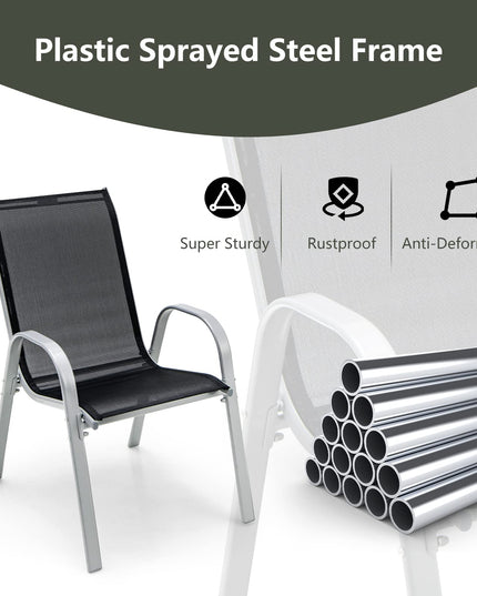 Giantex Set of 4 Patio Chairs, Stackable Outdoor Dining Chairs