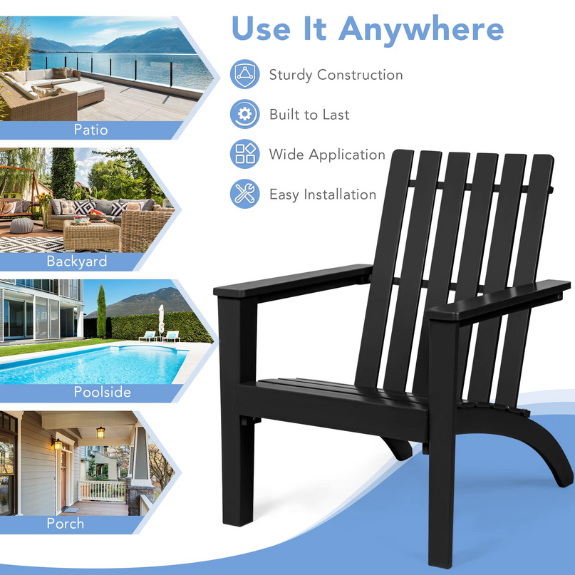 Giantex Wood Adirondack Chair & Side Table Set, Patio Bistro Set with Slatted Design