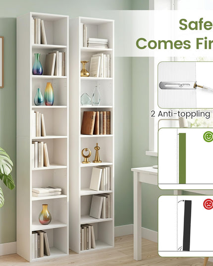 Giantex 8-Tier Slim Media Tower Rack for Home Office