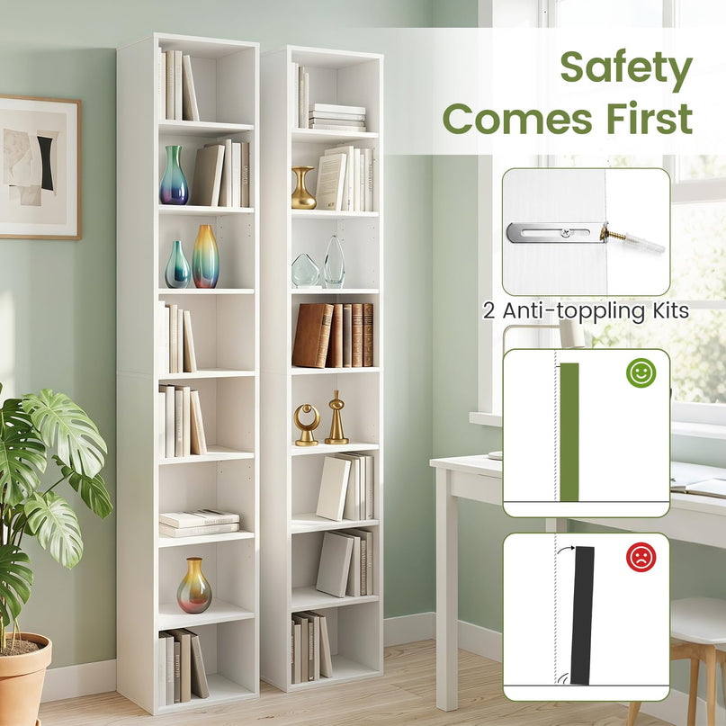 Giantex 8-Tier Slim Media Tower Rack for Home Office
