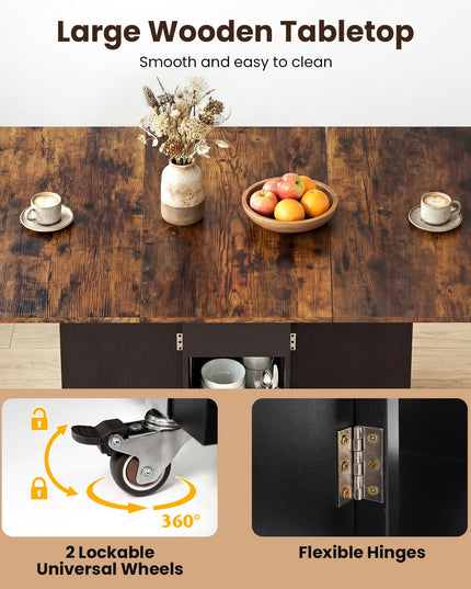 Table à manger pliante Giantex 47,5 po avec étagère de rangement à 2 niveaux et tiroir