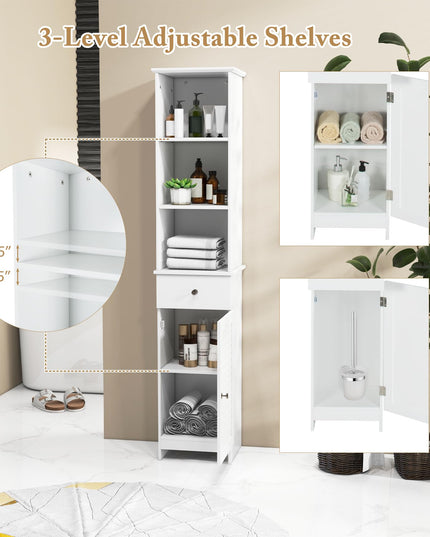 Giantex Narrow Floor Storage Cabinet with Adjustable Shelves