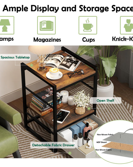 Giantex Industrial Nightstand with Storage Drawer