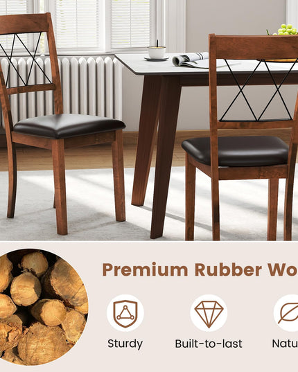 Giantex Lot de 2/4 chaises de salle à manger sans accoudoirs rembourrées en tissu avec structure en bois d'hévéa