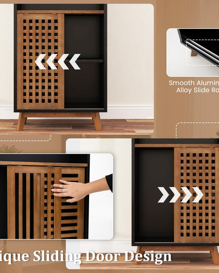 Giantex 70" Bookcase with Sliding Doors for Living Room