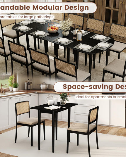 Giantex Dining Table Set with 2 Half-Round Dinner Tables for 4-6