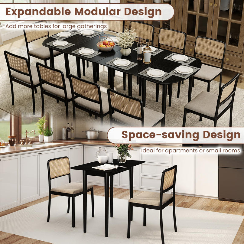 Giantex Ensemble table de salle à manger avec 2 tables demi-rondes pour 4-6 personnes