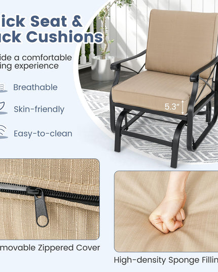 Chaise planeur d'extérieur Giantex avec coussins d'assise et de dossier épais amovibles