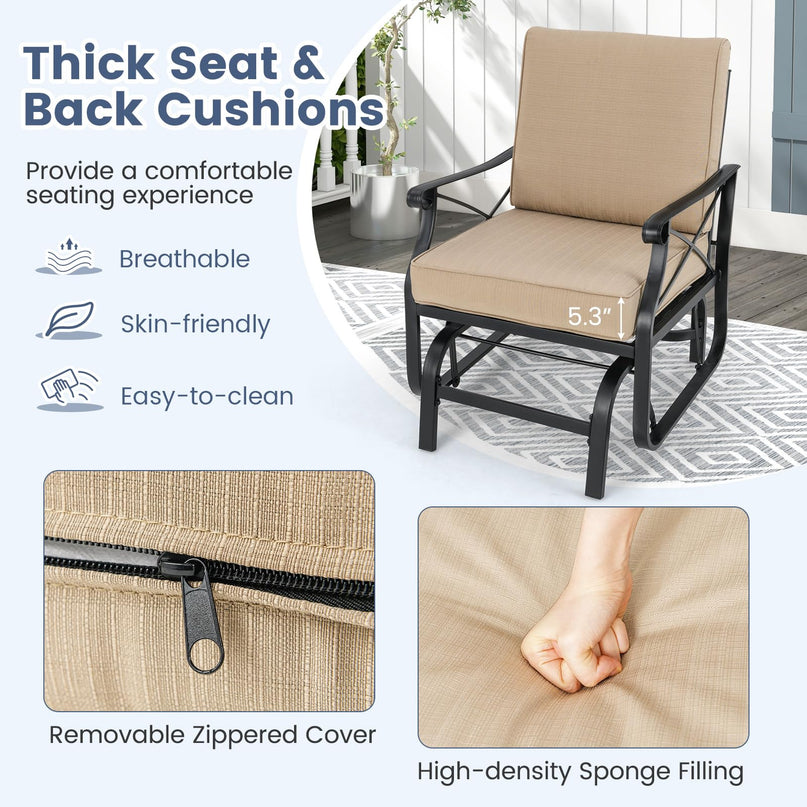 Giantex Outside Glider Chair with Thick Removable Seat and Back Cushions