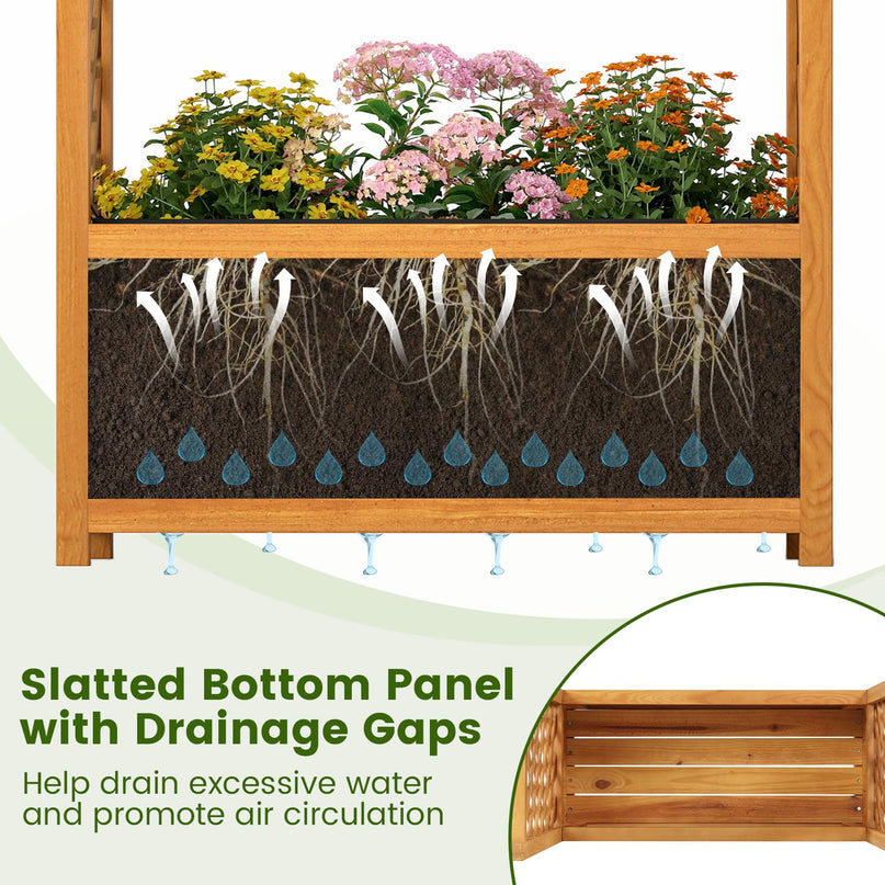 Giantex Raised Garden Bed with Arch Lattice Trellis(33"x15"x57")