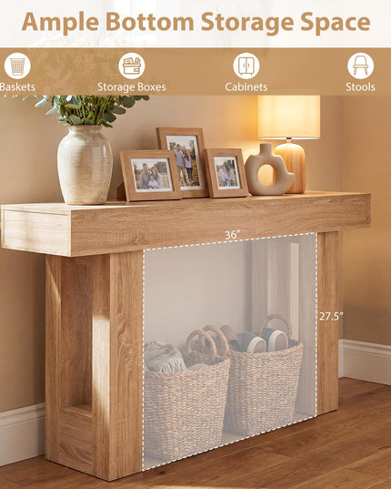 Giantex 63" Farmhouse Console Table Wooden Narrow Entryway Table