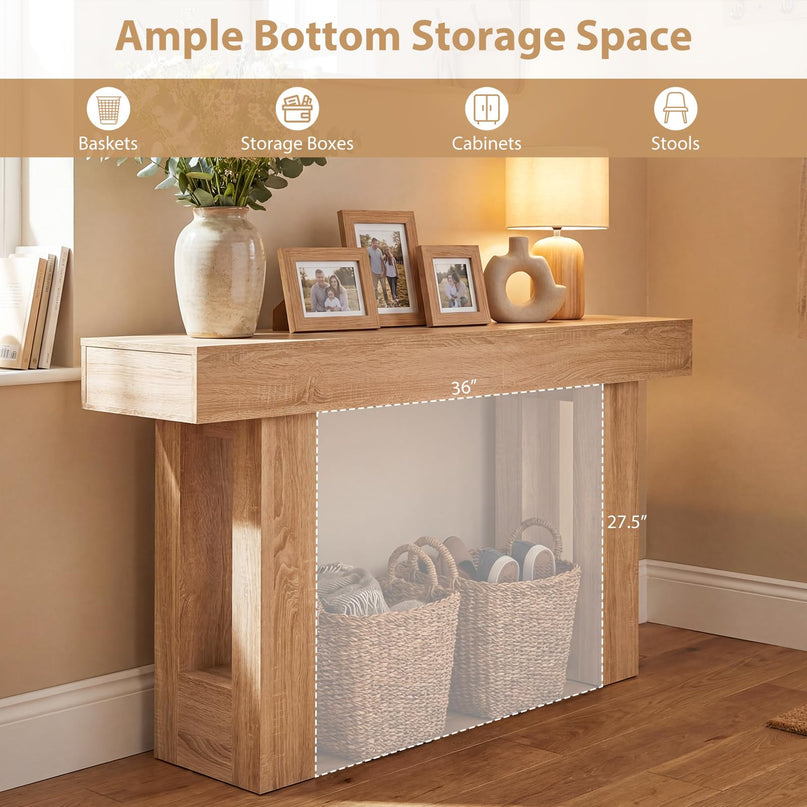 Giantex 63" Farmhouse Console Table Wooden Narrow Entryway Table