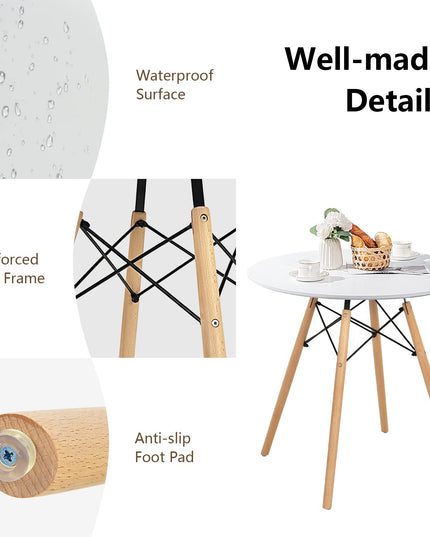 Giantex Dining Table, Round Dining Room Table with Solid Beech Wood Legs