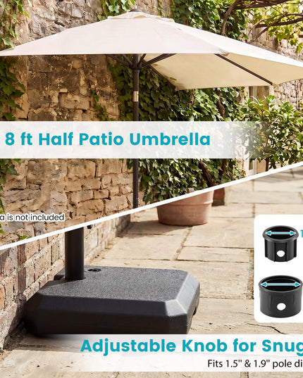 Giantex Half Patio Umbrella Base 49 lbs Fillable Weighted Half Umbrella Stand