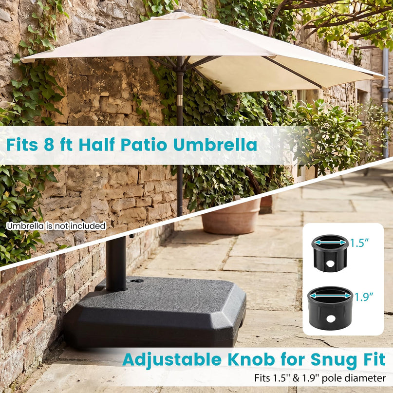 Giantex Half Patio Umbrella Base 49 lbs Fillable Weighted Half Umbrella Stand