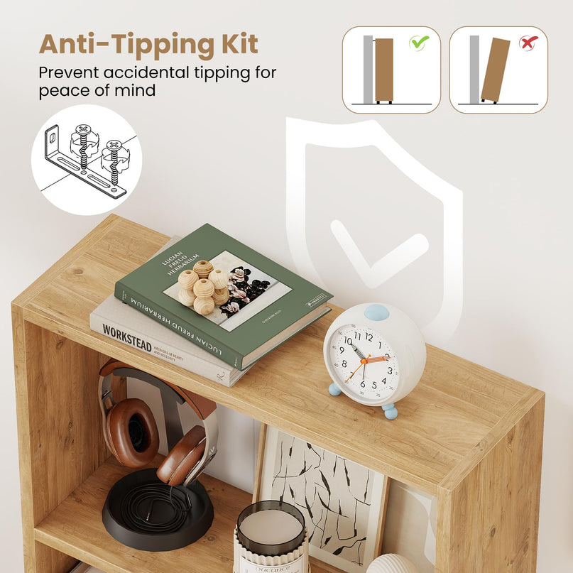 Giantex 3 Tier Bookcase with Anti Tipping Kit for Living Room