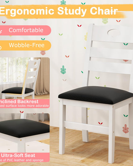 Giantex Twin House Bed with Desk & Chair, Wood Kids Playhouse Bed with 2 Drawers