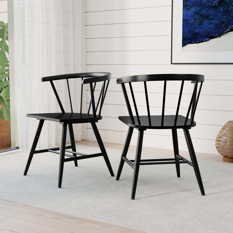 Giantex Windsor Dining Chairs Set of 2/4 w/Solid Rubber Wood Frame