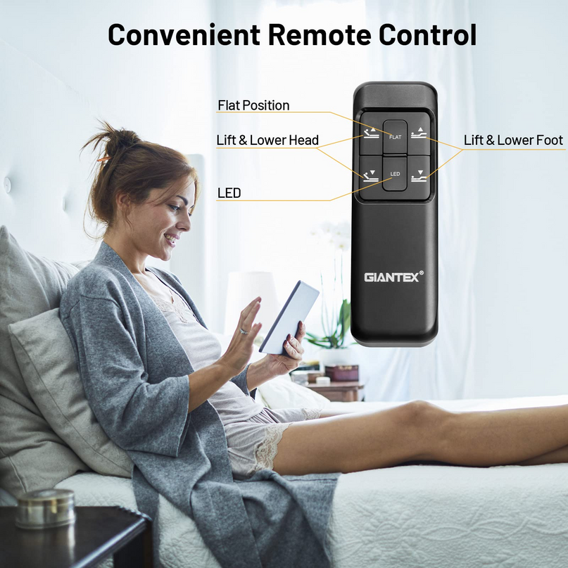 Giantex Adjustable Bed Base w/ Wireless Remote Control, Electric Bed Frame