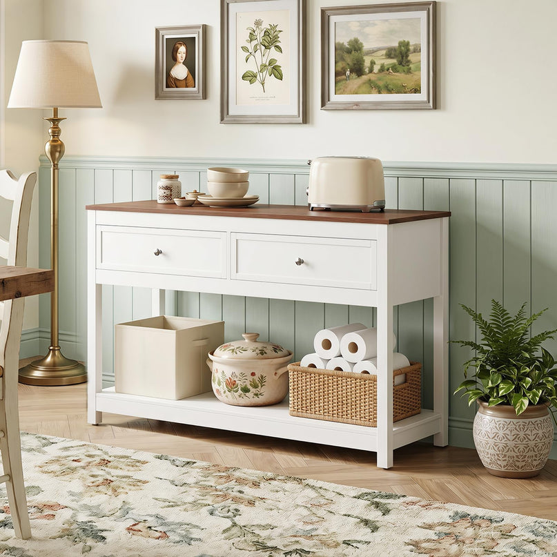 Giantex Farmhouse Console Table with 2 Drawers for Living Room