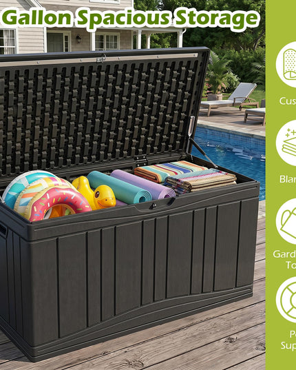 Giantex 80 Gallon HDPE Outdoor Deck Box w/Gas Struts & Lock-Compatible