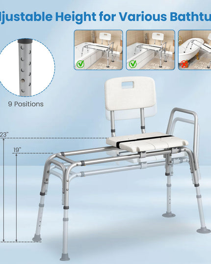 Giantex Sliding Tub Transfer Bench for Bathtub with Adjustable Height