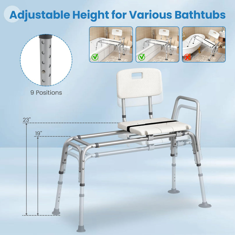 Giantex Sliding Tub Transfer Bench for Bathtub with Adjustable Height