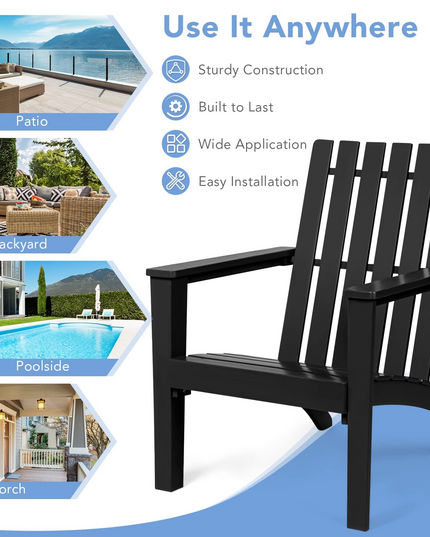 Giantex Wooden Adirondack Chair W/Ergonomic Design Outdoor Chair for Yard