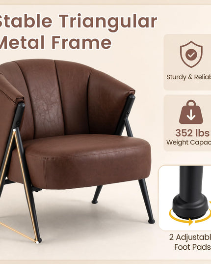 Giantex Mid Century Modern Accent Chair w/Curved Backrest & Wide Seat