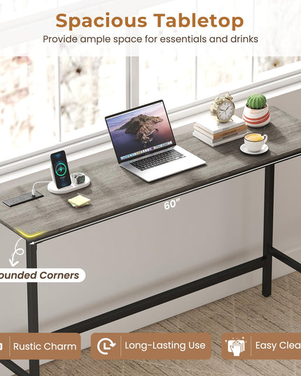 Giantex 4 Piece Bar Table and Chairs Set with Power Outlet