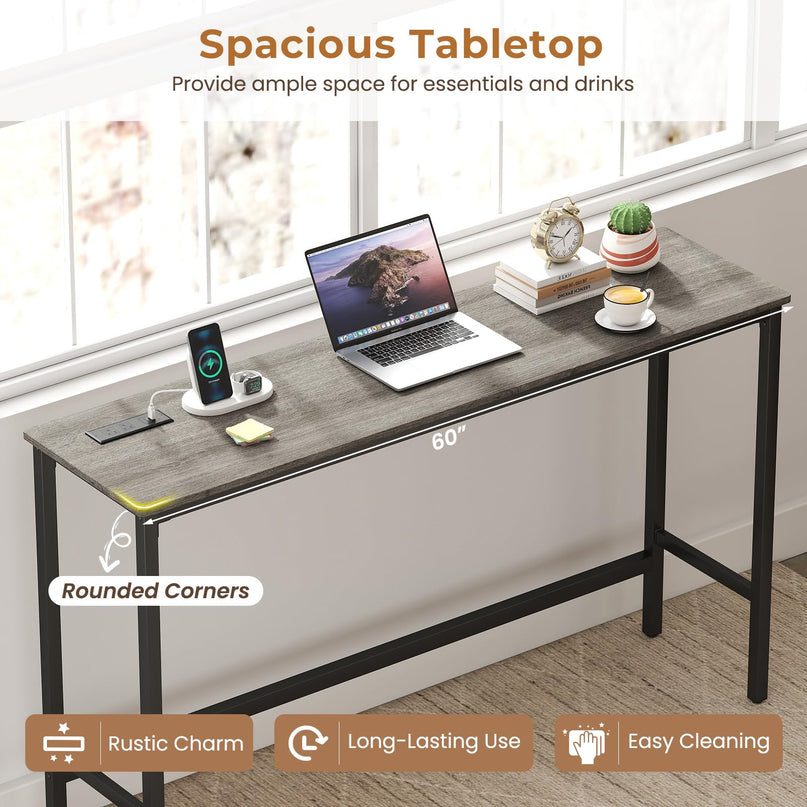 Giantex 4 Piece Bar Table and Chairs Set with Power Outlet