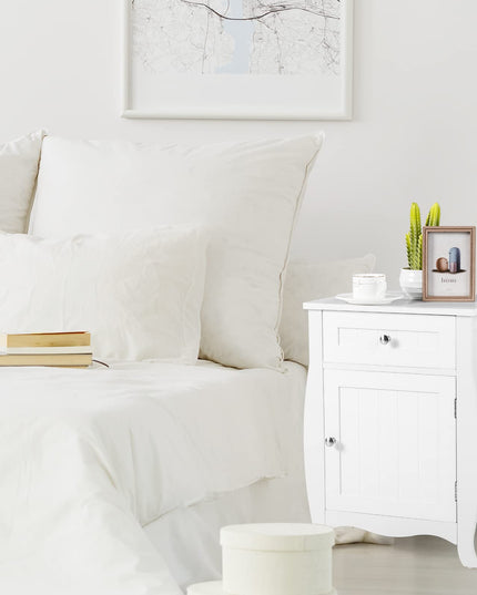 Giantex Nightstand Bed Side End Table with Drawer(1&2, White)