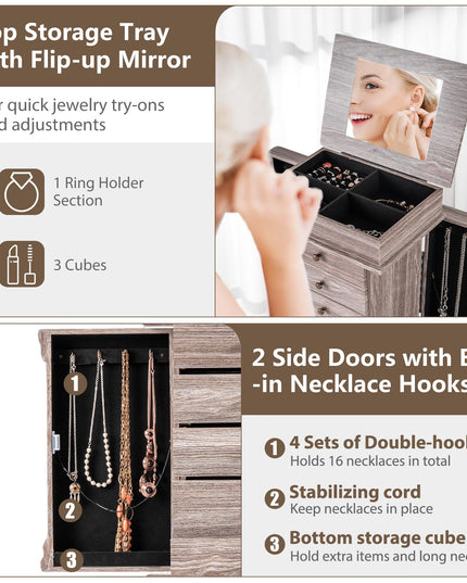 Armoire à bijoux Giantex avec miroir rabattable