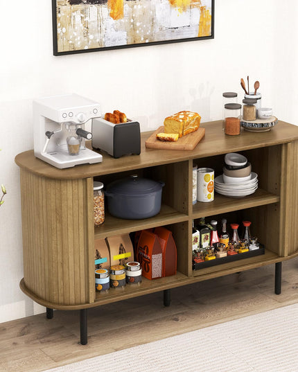 Giantex Kitchen Storage Cabinet, 47” Buffet Cabinet with Storage, Wooden Sideboard w/ 2 Sliding Tambour Doors
