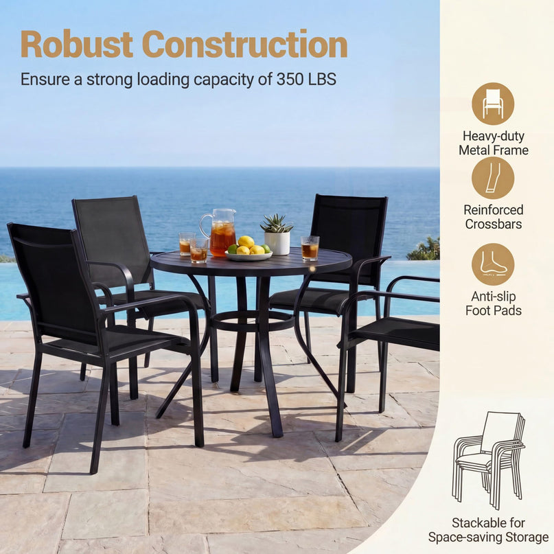 Giantex Patio Chairs Set of 2/4/6 Stackable Outdoor Dining Chairs