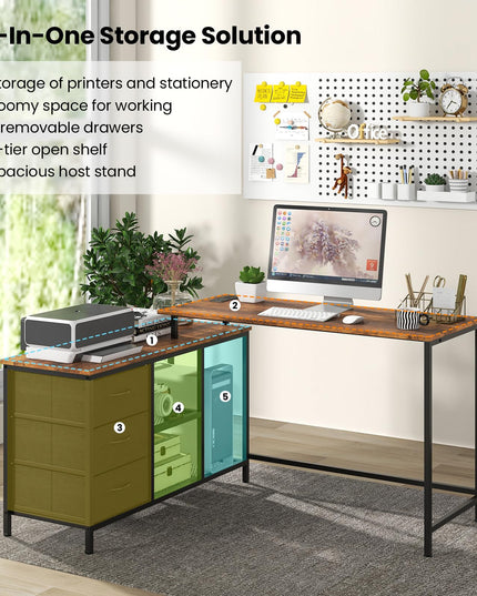 Giantex L Shaped Computer Desk with Drawers