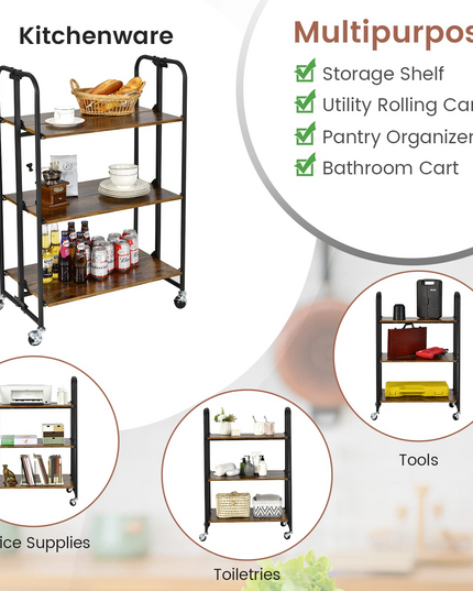 Giantex Foldable Storage Shelves with Wheels