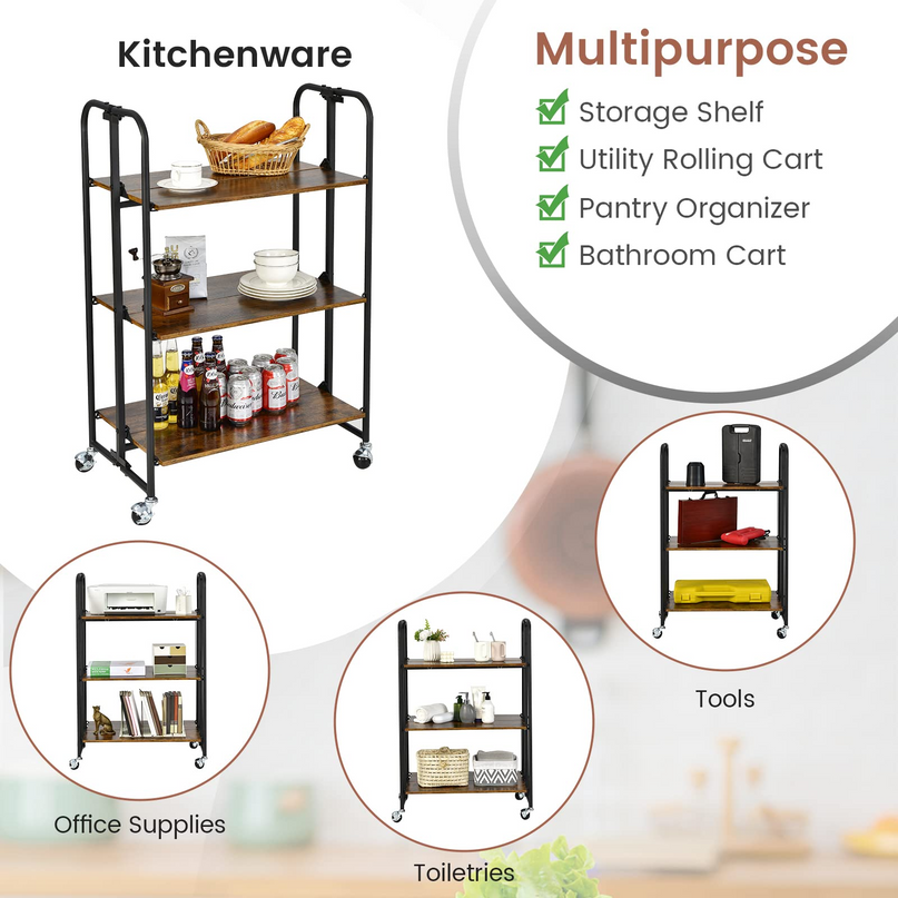 Giantex Foldable Storage Shelves with Wheels