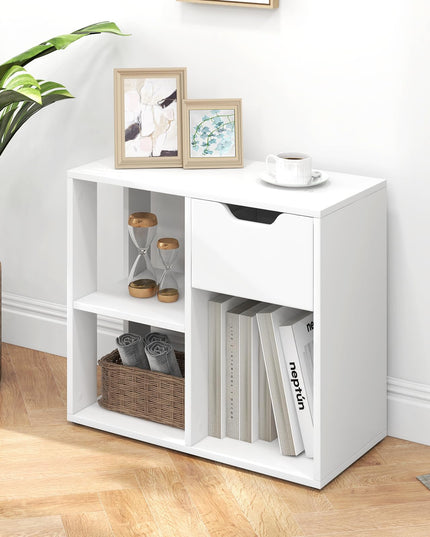 Giantex 3 Cube Bookcase with Drawer, 2 Tier Bookshelf for Small Space, Modern Freestandin