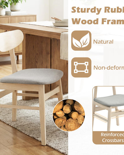 Giantex Wooden Upholstered Kitchen Chairs with Rubber Wood Legs (2/4)