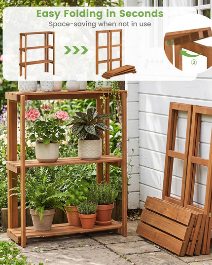 Giantex Foldable Plant Shelf for Garden Patio Balcony