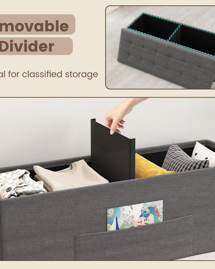 Giantex 43 Inches Folding Storage Ottoman Bench for Living Room