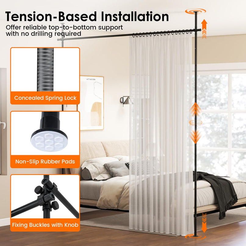 Giantex Room Divider Curtain Rod for Room Separation in Apartment