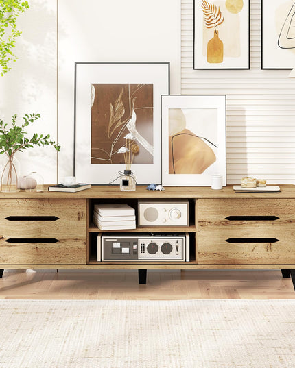 Meuble TV moderne Mid-Century Giantex pour téléviseur de 55 à 65 pouces | Table console média en bois